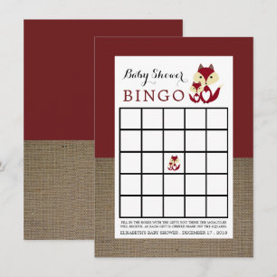 Convites Bingo Chá de fraldas Red Fox Burlap