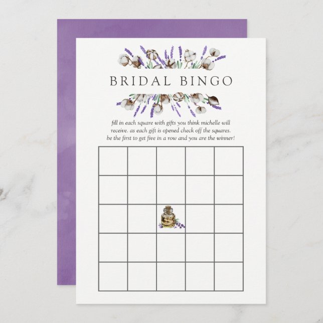 Convites Bingo Chá de panela de Algodão de Aquarela (Frente/Verso)