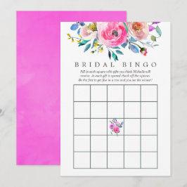 Convites Bingo Chá de panela Floral de Aquarela Rosa-Quente