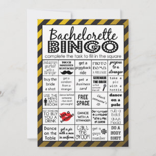 Convites Bingo da Bachelorette Dourada, Jogo da Festa, Desa