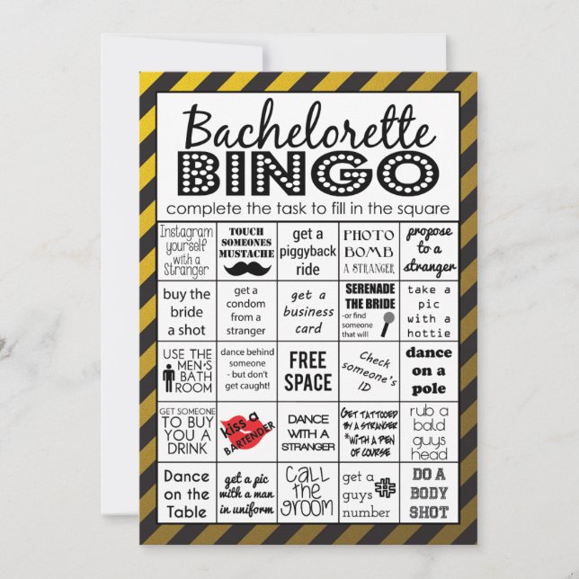 Convites Bingo da Bachelorette Dourada, Jogo da Festa, Desa (Frente)