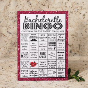 Convites Bingo de Bachelorette Vermelha, Jogo da Festa, Des