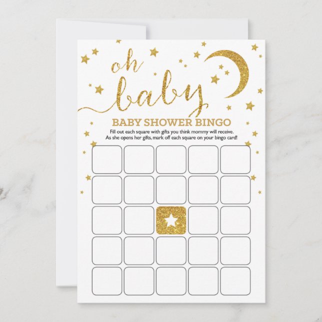 Convites Bingo de bebê Dourado (Frente)