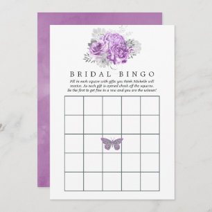 Convites Bingo de Bridal Floral de Púrpura e Prata
