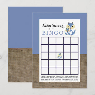 Convites Bingo de Chá de Bebê em Arpilloi de Raposa Azul