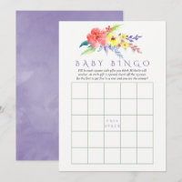 Bingo de Chá de Bebê Floral Colorido em Aquarela