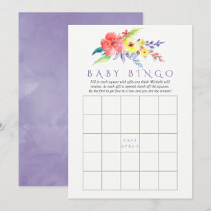 Convites Bingo de Chá de Bebê Floral Colorido em Aquarela