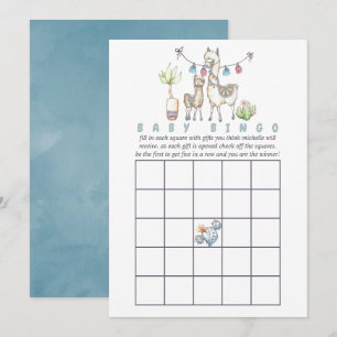 Convites Bingo de Chá de Bebê temático de Lhama em Aquarela