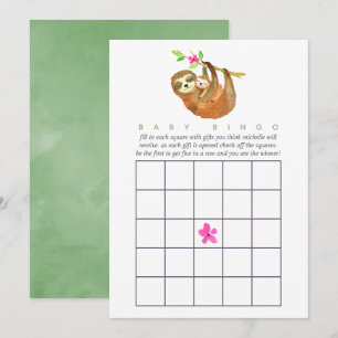 Convites Bingo de Chá de Bebê temático Preguiça aquarela Fo