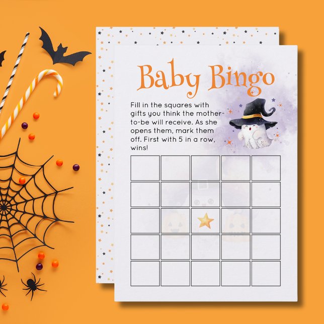 Convites Bingo De Chá de fraldas Bingo De Bebê De Halloween (Criador carregado)