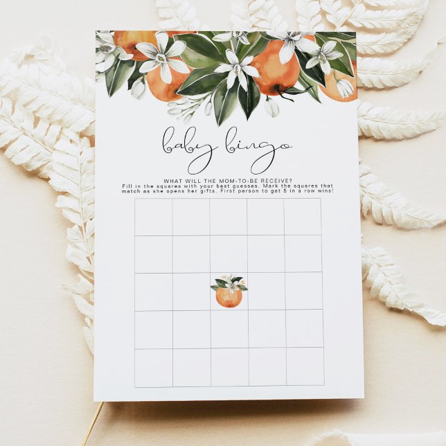 Convites Bingo de Chá de fraldas Laranja Pequeno Cutie (Criador carregado)