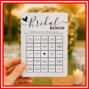 Convites Bingo de Chá de Noiva com Caligrafia Elegante