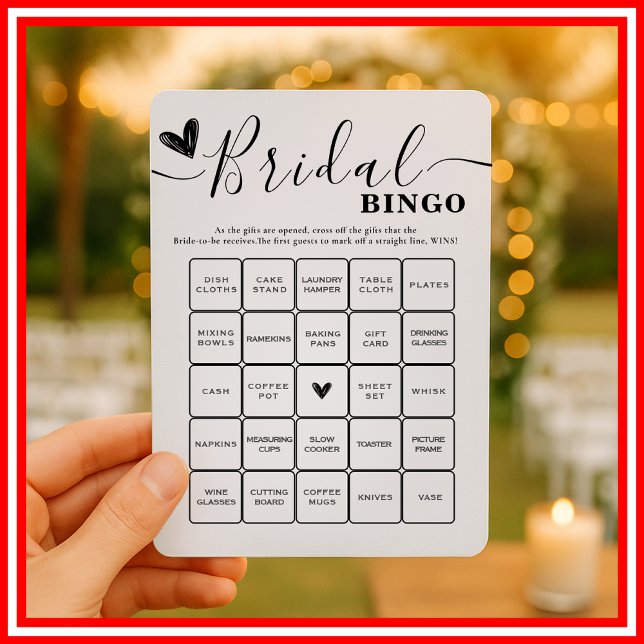 Convites Bingo de Chá de Noiva com Caligrafia Elegante (Criador carregado)
