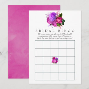 Convites Bingo de Chá de Noiva Vintage Chic Fuchsia e Roxo