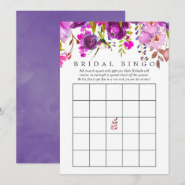 Convites Bingo de Chá de panela de Aquarela Roxo e Violeta