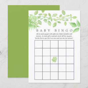 Convites Bingo de Chuvá de Bebê em Aquarela Verde