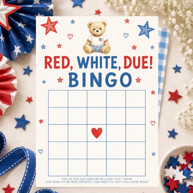 Convites Bingo de Chuvada de Bebê Vermelho Branco & Devido (Criador carregado)