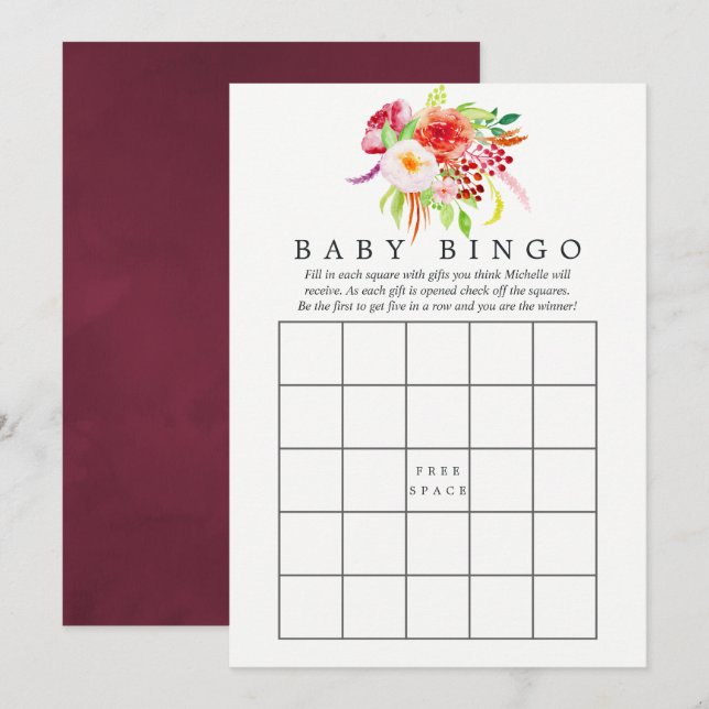 Convites Bingo de Chuveirinho de Bebê Charme Rústico Chic V (Frente/Verso)
