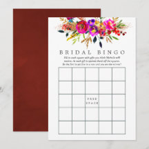 Bingo de Chuveiro de Noiva com Florais em Aquarela