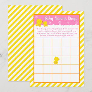 Convites Bingo de Chuvinha de Bebê Amarelo e Rosa