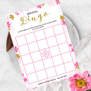Convites Bingo de Jantar de Noivado   Floral Rosa Delicado
