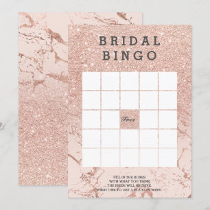 Convites Bingo de mármore rosa-bridal rosa dourado