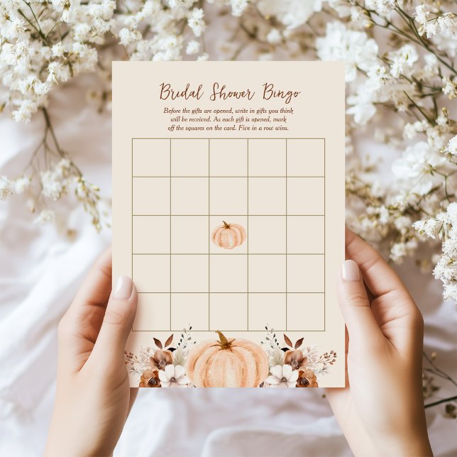 Convites Bingo Fall Pumpkin Bridal Shower Game Card (Criador carregado)