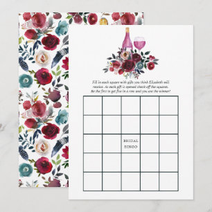 Convites Bingo Nupcial de Degustação de Vinho Boho Burgundy