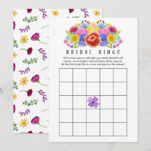 Convites Bingo Nupcial de Festa Floral Aquarela