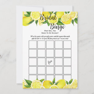 Convites Bingo para Festa de Chá de Noiva de Limão de Verão