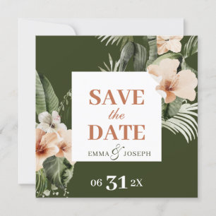 Convites Biografia tropical Boho Pastel "Salve a Data"