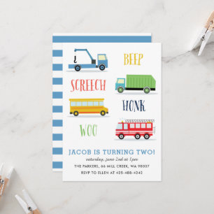 Convites Bipe Screech Woo Kid's festa de aniversário_Blue