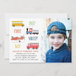 Convites Bipe vroom wooconvite de aniversário de fotos