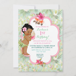 Convites Biquíni de Bebê Menina Étnico Tropical Luau Havaia