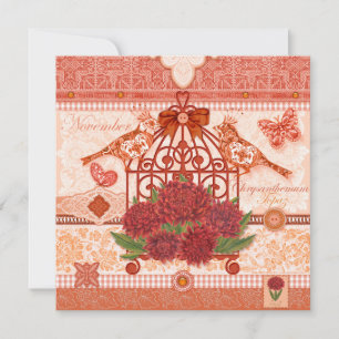 Convites Birdcage Card de Nascimento e de Novembro