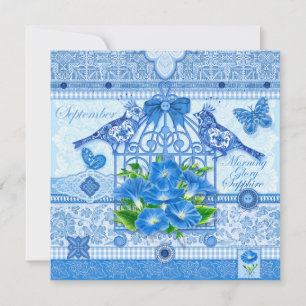 Convites Birdcage - Flor de Nascimento e Gem - Setembro