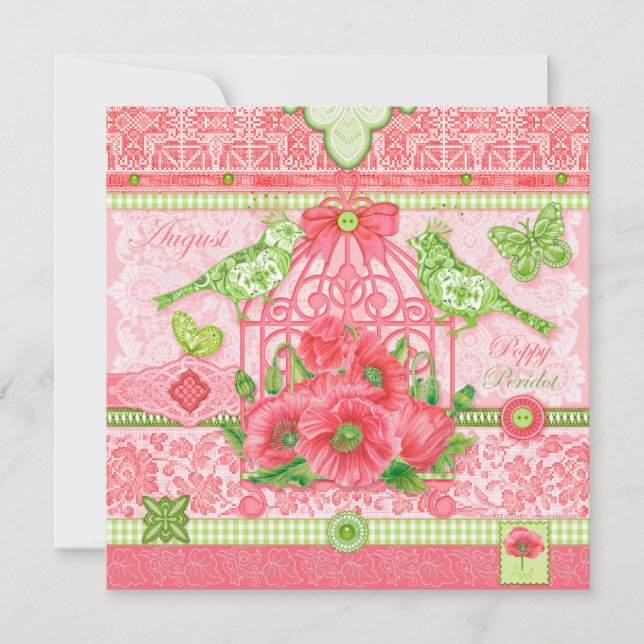 Convites Birdcage Flower e Gem August (Frente)