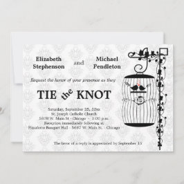 Convites Birdcage na moda com fundo elegante do damasco