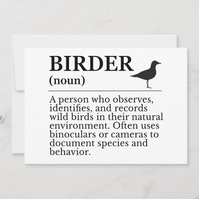 Convites Birder definition - wild bird observer (Frente)