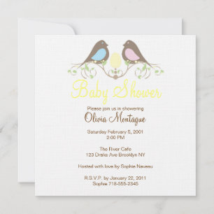 Convites Birds and their lil Egg Baby Shower Invitation