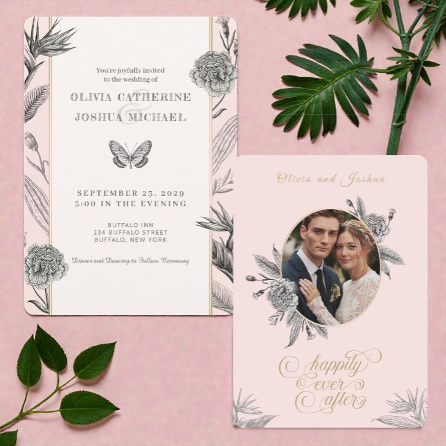Convites Birds of Paradise Custom Photo Wedding Invitation  (Criador carregado)