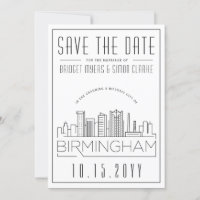 Birmingham Wedding Stylized Skyline Salvar a Data