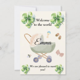 Convites Birth announcement baby clover