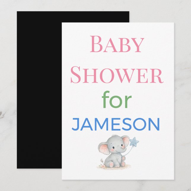 Convites Birth Announcement Card Diaper Raffle | Elegant (Frente/Verso)