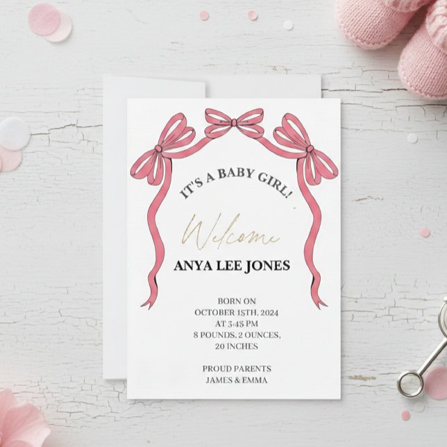 Convites Birth announcement card for a baby Newborn  (Criador carregado)