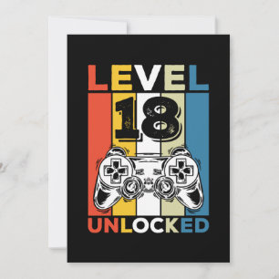 Convites Birthday 18th Level Unlocked 18 Gaming Vintage