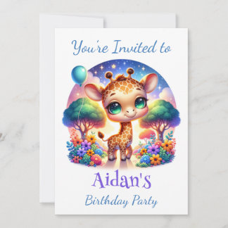 Convites Birthday Baby Giraffe Fantasy Safari