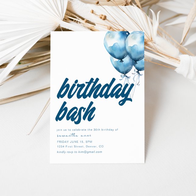Convites Birthday Bash Invitation Modelo com Balões (Criador carregado)