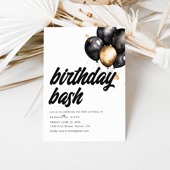 Convites Birthday Bash Invitation Modelo com Balões (Criador carregado)