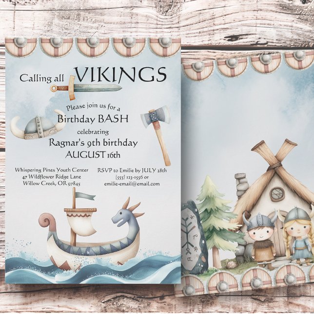 Convites Birthday Bash Viking Themed Kids Birthday (Criador carregado)